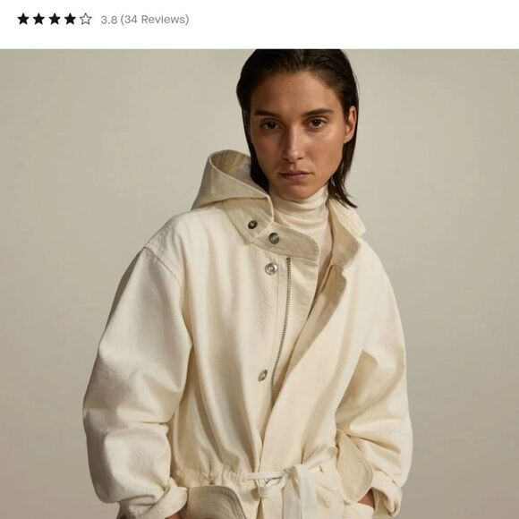 Everlane The Canvas Organic Cotton Parka Jacket Coat Bone White Size L - Picture 16 of 16